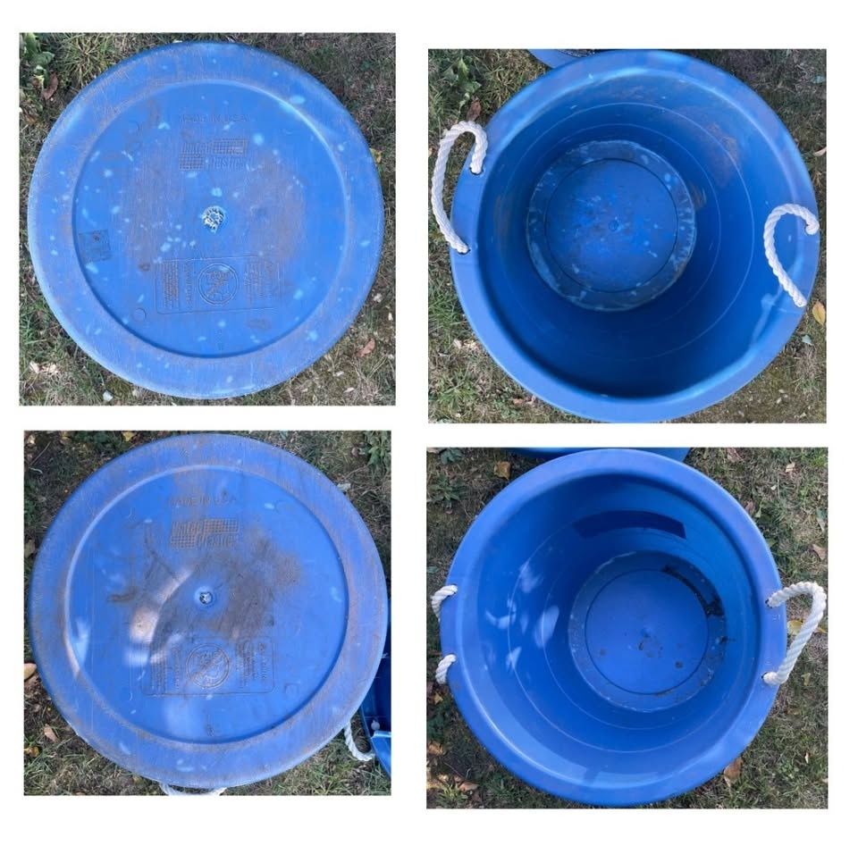 Set of 3 Vintage 20 Gallon Blue Buckets with Rope Handles - photo 3
