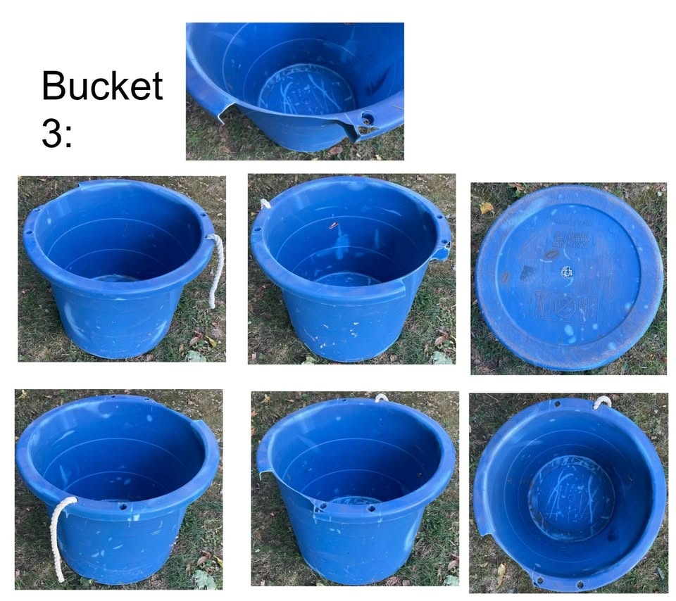 Set of 3 Vintage 20 Gallon Blue Buckets with Rope Handles - photo 4