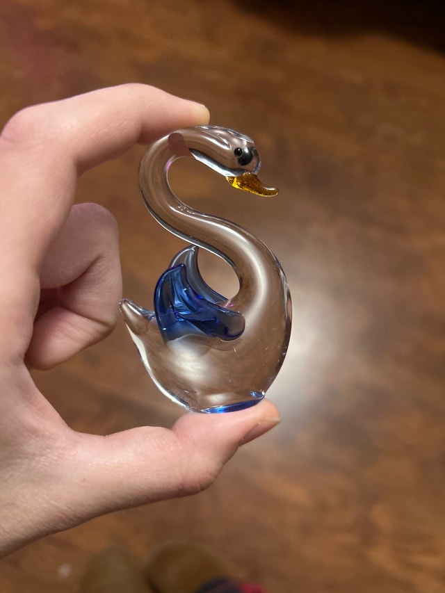 Glass swan made and bought in Italy