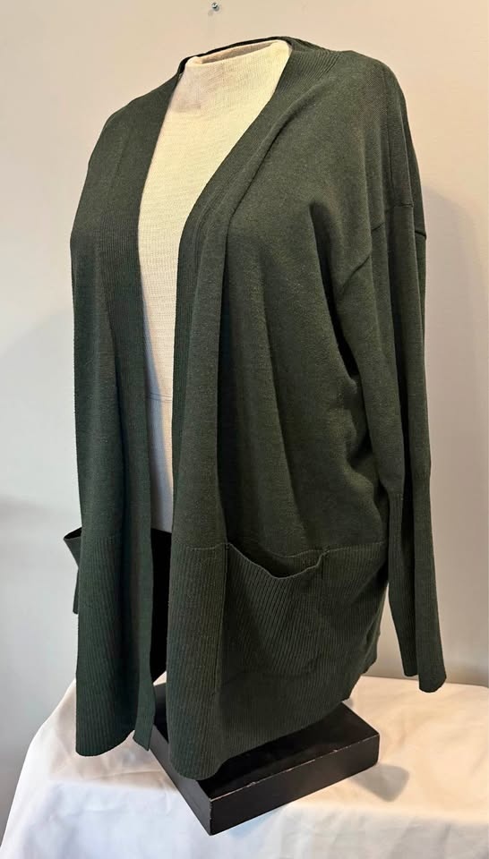 Like New Women’s Terra &Sky Classic Hunter Green Cardigan 3X