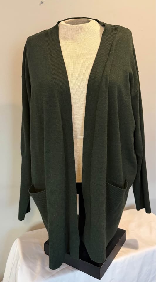 Like New Women’s Terra &Sky Classic Hunter Green Cardigan 3X - photo 4