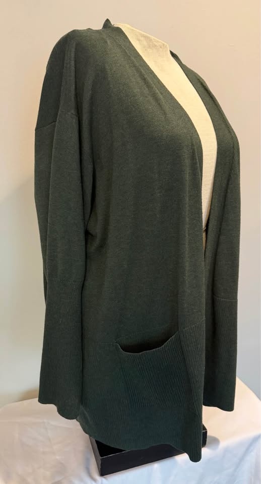 Like New Women’s Terra &Sky Classic Hunter Green Cardigan 3X - photo 5