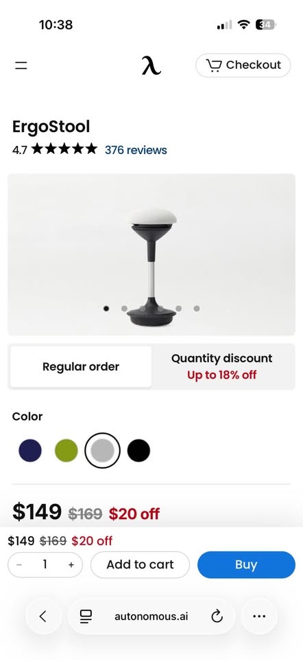 Ergonomic Stool (ErgoStool by Autonomous) 🥕 - photo 2