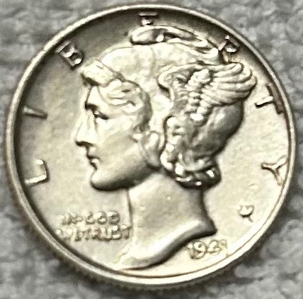 1941 Silver Mercury Dime AU