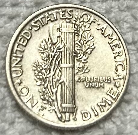 1941 Silver Mercury Dime AU - photo 2