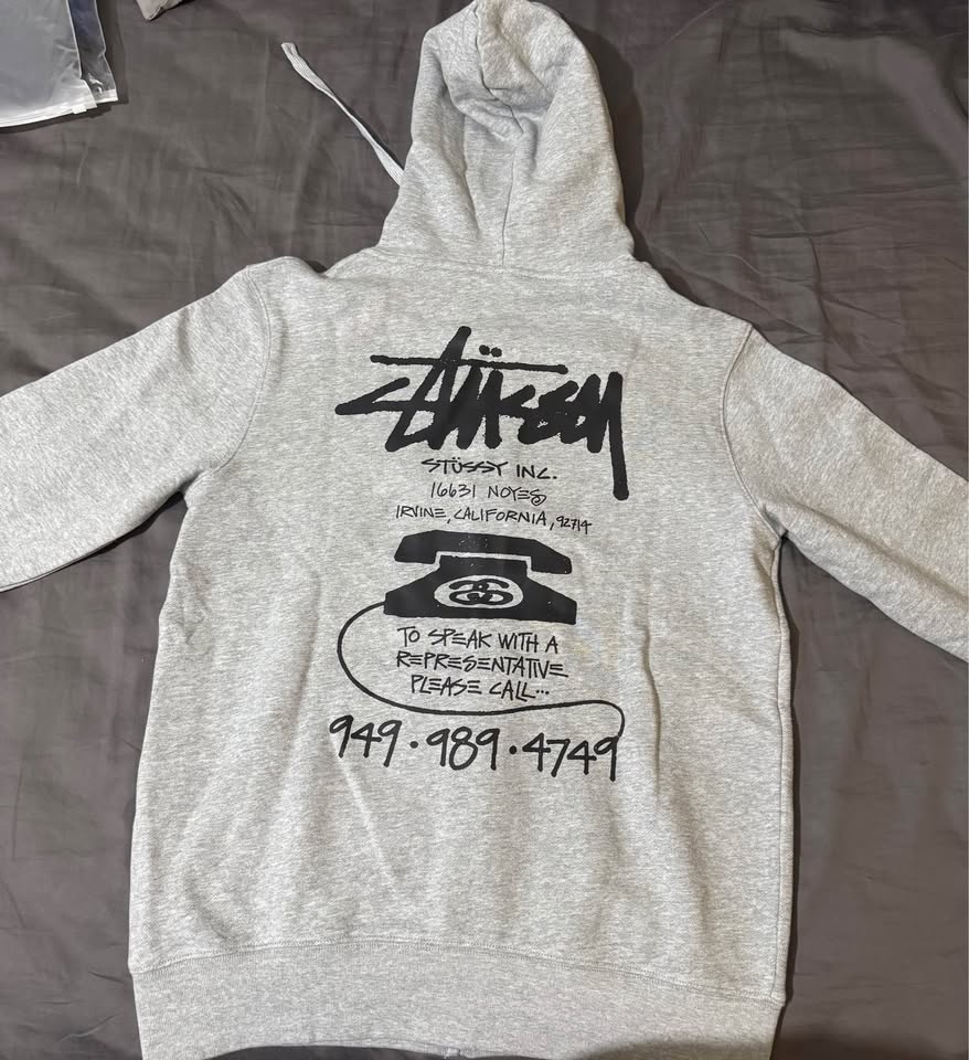 Stussy Grey Zipper Hoodie - photo 2