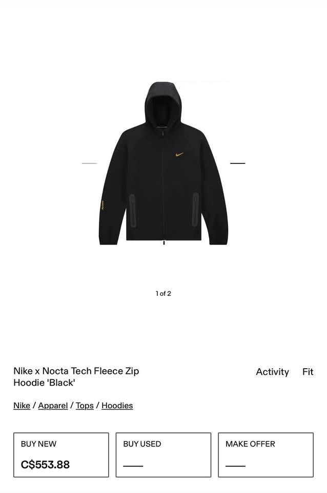 Nike NOCTA Black Full Zip Hoodie