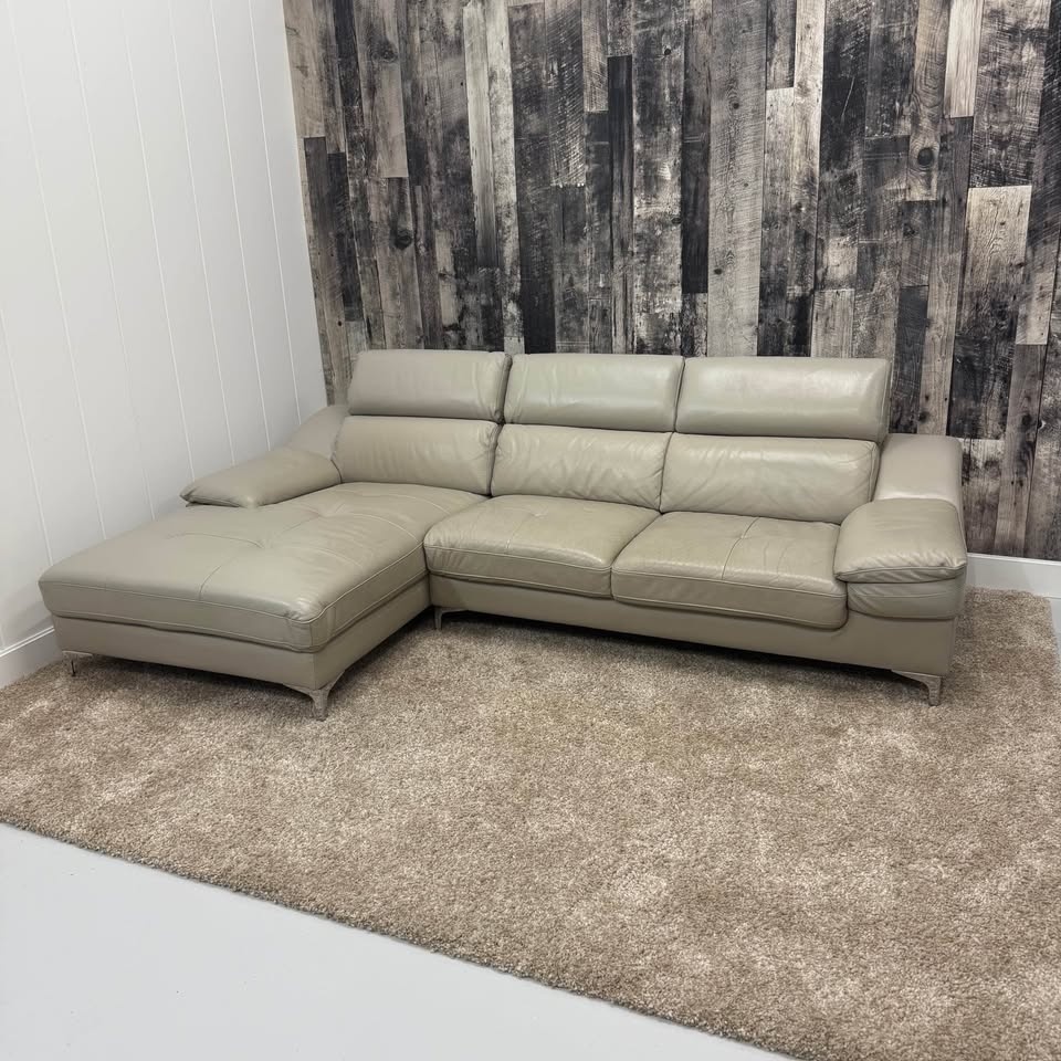 Beige Scan Designs Leather Sectional - photo 2