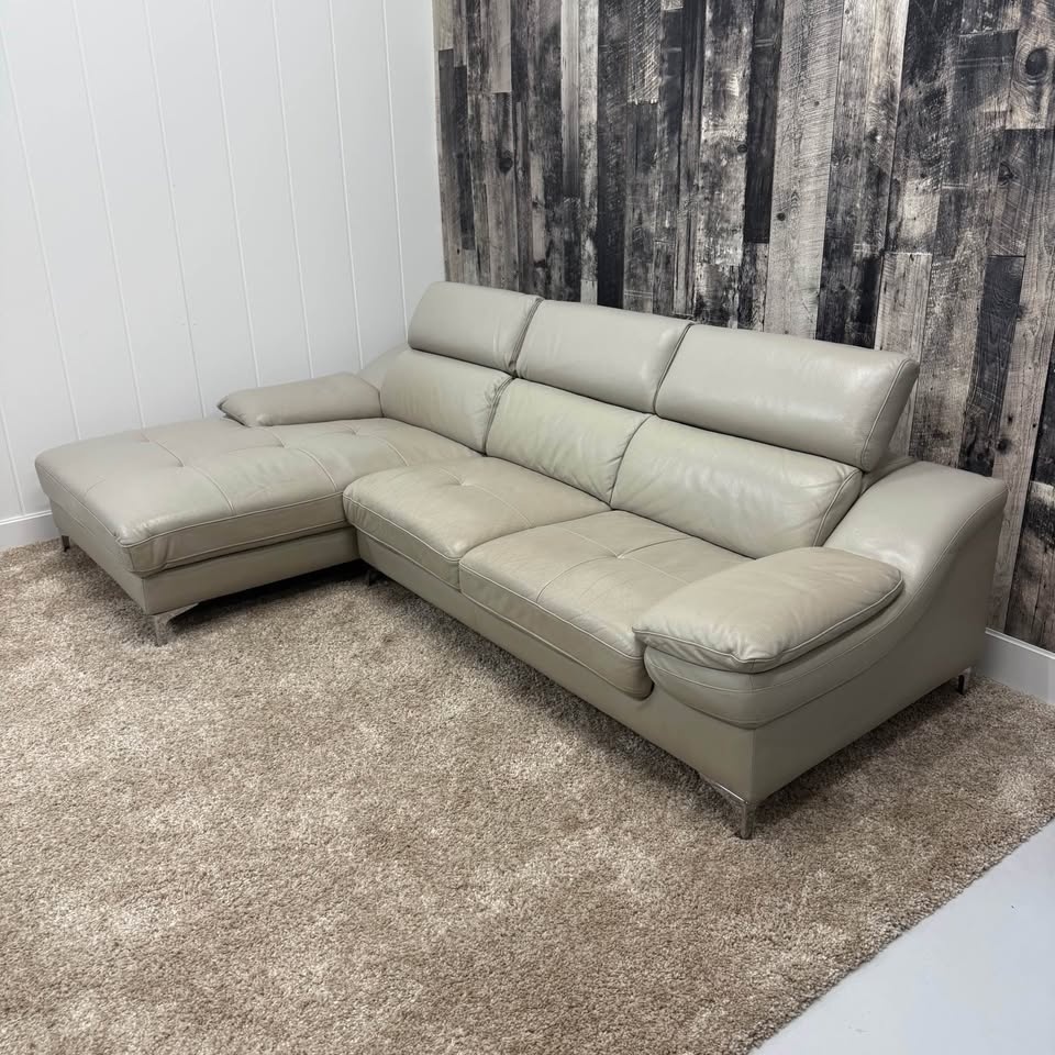 Beige Scan Designs Leather Sectional - photo 3