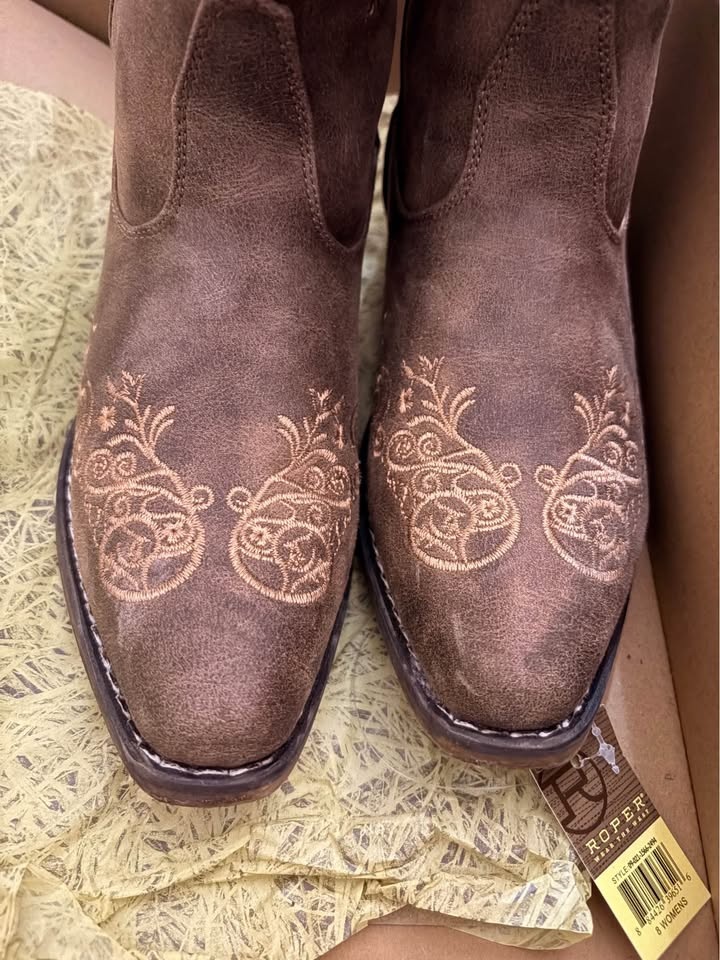 Roper Brown Embroidered Cowboy Boots Women's Size 8 New w/ Tag - photo 2