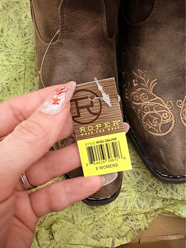 Roper Brown Embroidered Cowboy Boots Women's Size 8 New w/ Tag - photo 3