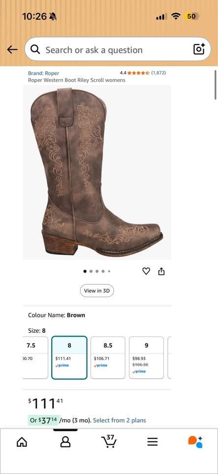 Roper Brown Embroidered Cowboy Boots Women's Size 8 New w/ Tag - photo 5