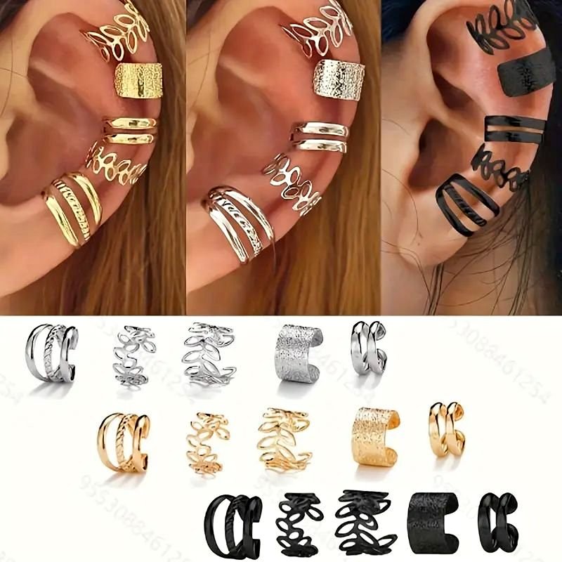 5pcs Minimalist Earcuff Set - Gold / Silver / Black