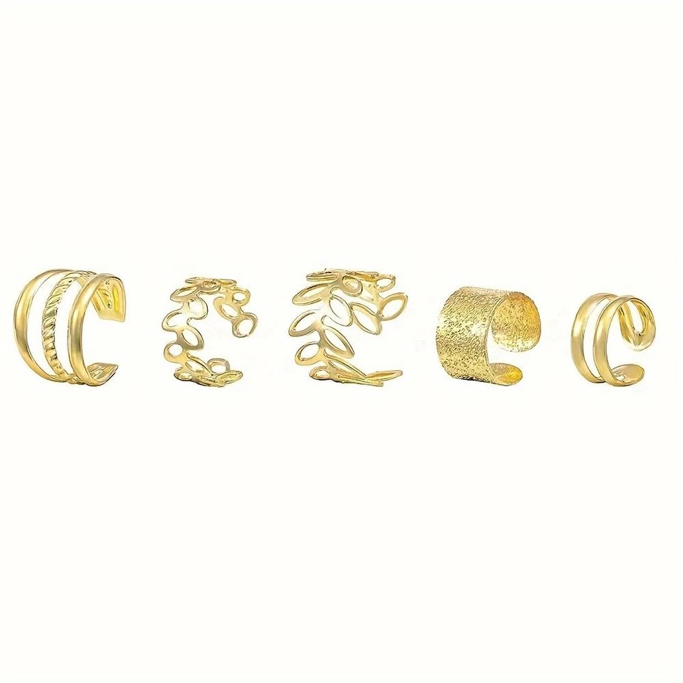 5pcs Minimalist Earcuff Set - Gold / Silver / Black - photo 2