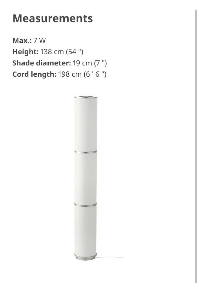 2 IKEA Tall White Floor Lamps - 54"