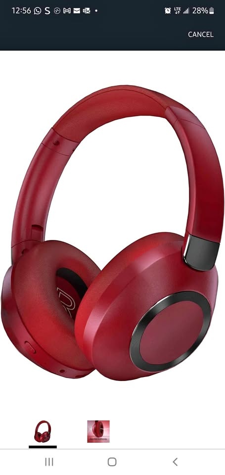 EAORUL Red ANC Bluetooth Headphones - 100H Playtime