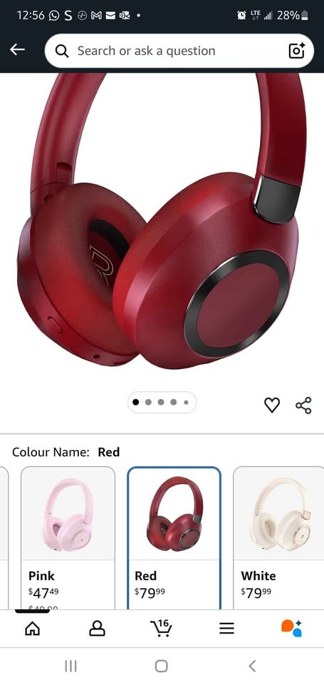 EAORUL Red ANC Bluetooth Headphones - 100H Playtime - photo 2