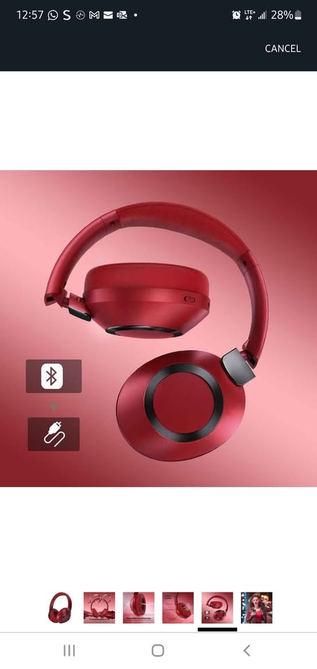 EAORUL Red ANC Bluetooth Headphones - 100H Playtime - photo 5