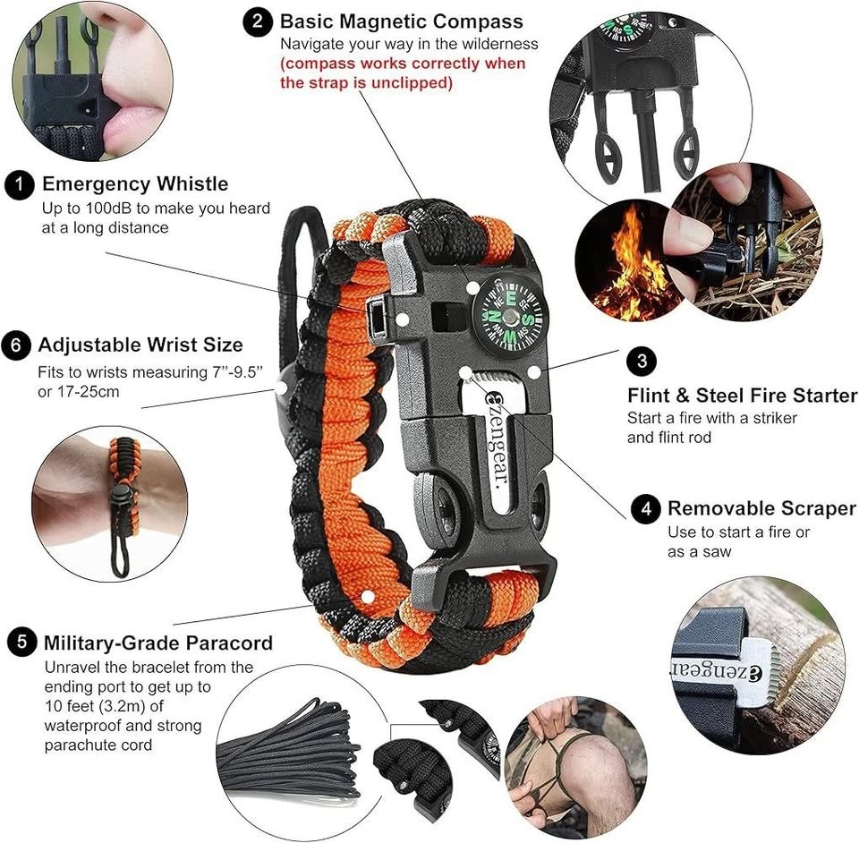 NEW 5-in-1 Survival Paracord Bracelet - Tactical Camping Gear - - photo 4