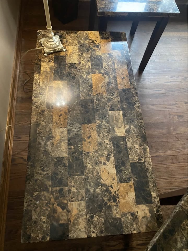 Faux Marble Coffee Table and 2 End Tables - photo 3