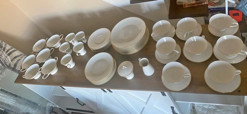 Set of White Gold Rimmed Rosenthal Bone China (51 pcs)