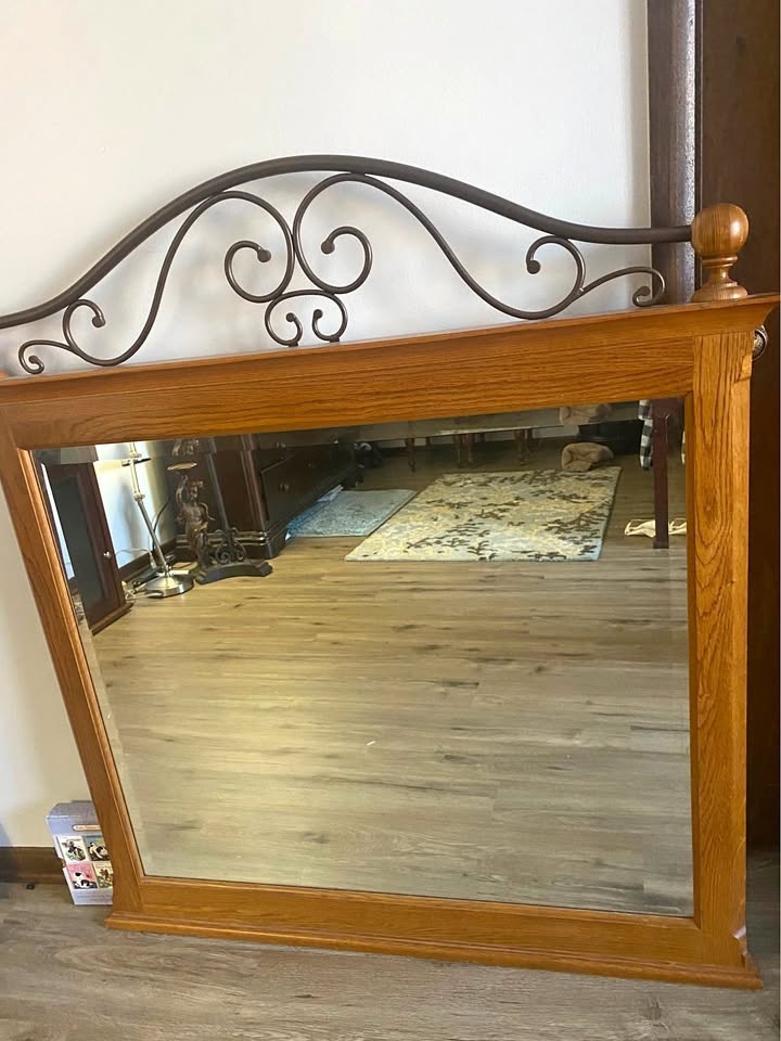 Solid Oak Dresser or Wall Mirror 45”x49”
