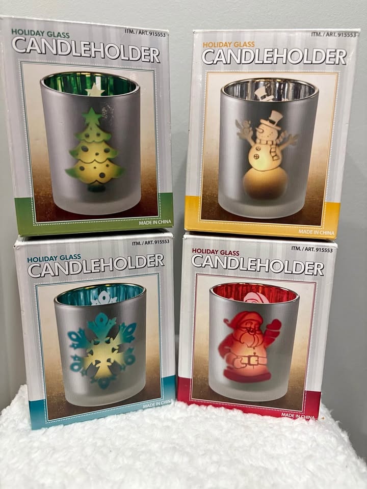 Holiday Glass Candleholders - Set of 4