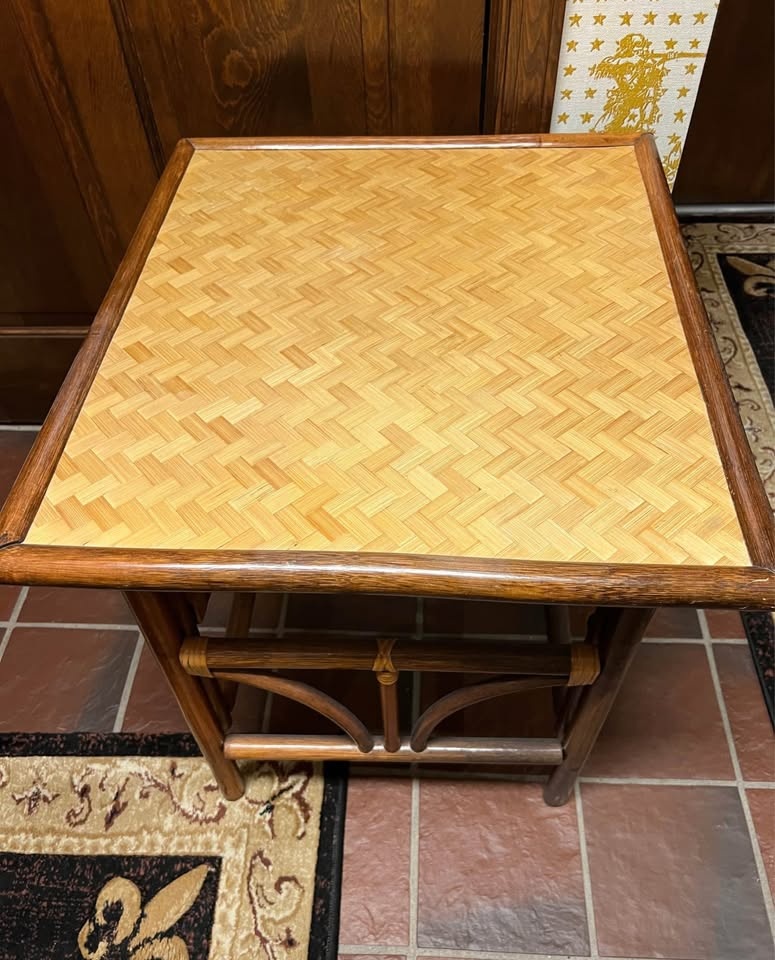 VTG Rattan & Bamboo Folding Side Table - photo 2
