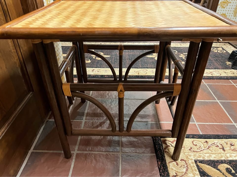 VTG Rattan & Bamboo Folding Side Table - photo 4