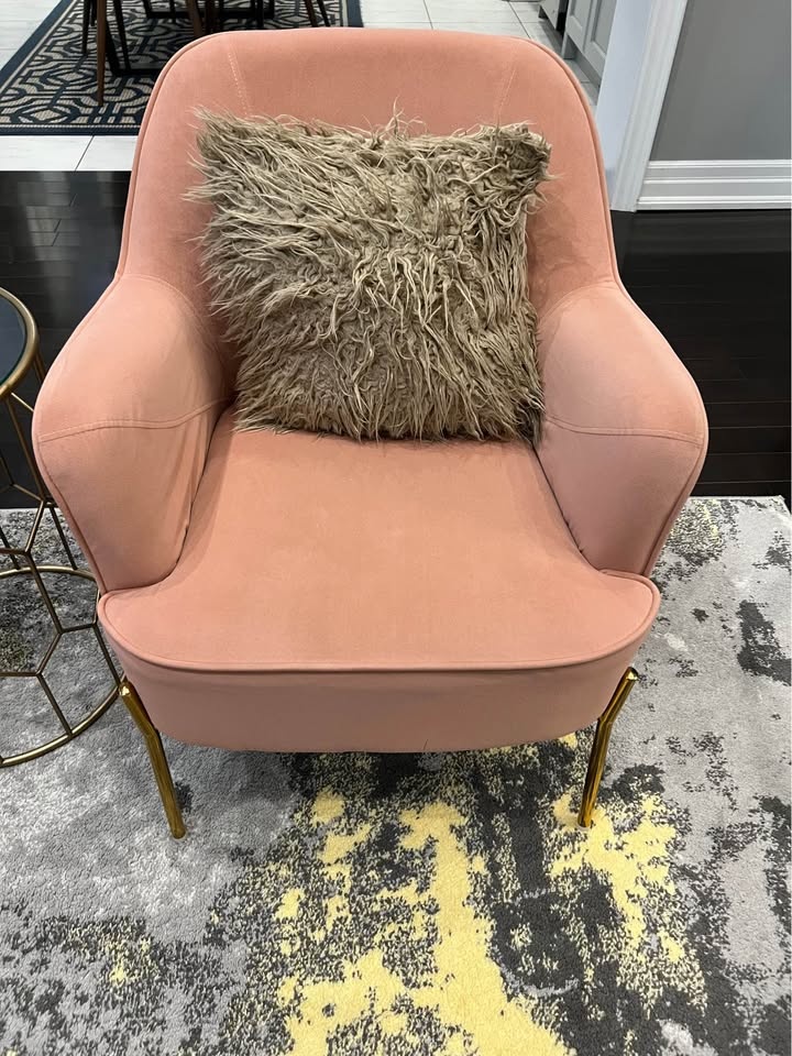 Modern Blush Accent Chairs + Gold & Glass Tables – Excellent Con - photo 2
