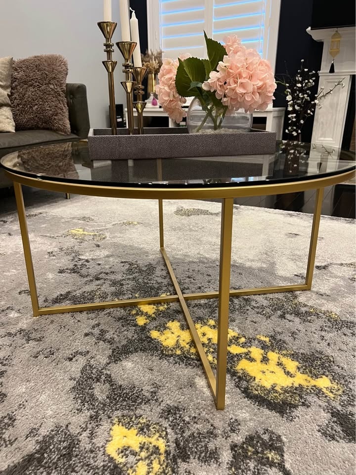Modern Blush Accent Chairs + Gold & Glass Tables – Excellent Con - photo 3