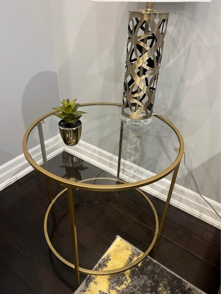 Modern Blush Accent Chairs + Gold & Glass Tables – Excellent Con - photo 5