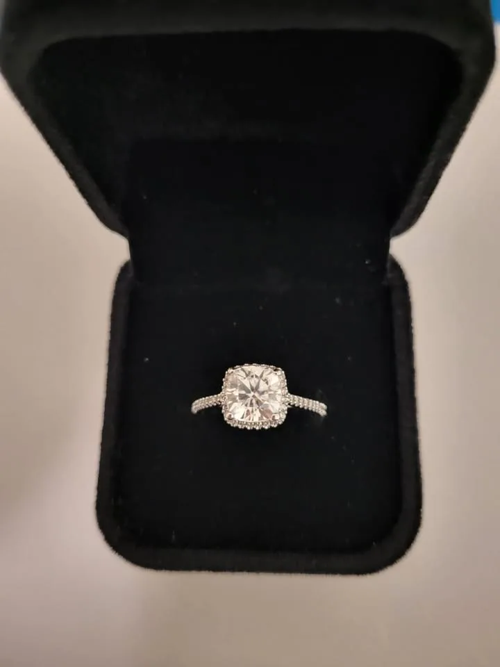 2ct Diamond Halo Engagement Ring in 14k White Gold w/ Box image indicator(2)