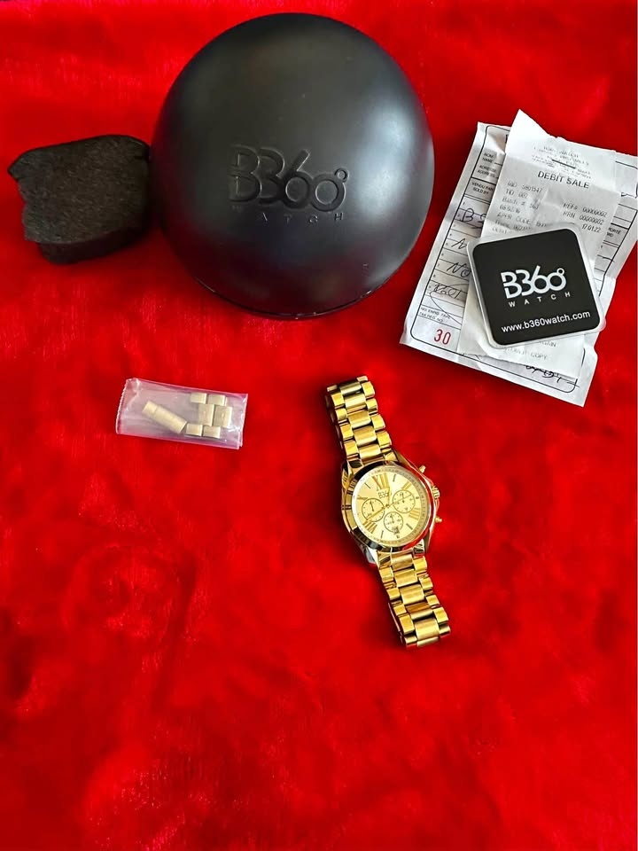 B360 Watch - Full Gold Chronograph with Roman Numerals (Complete