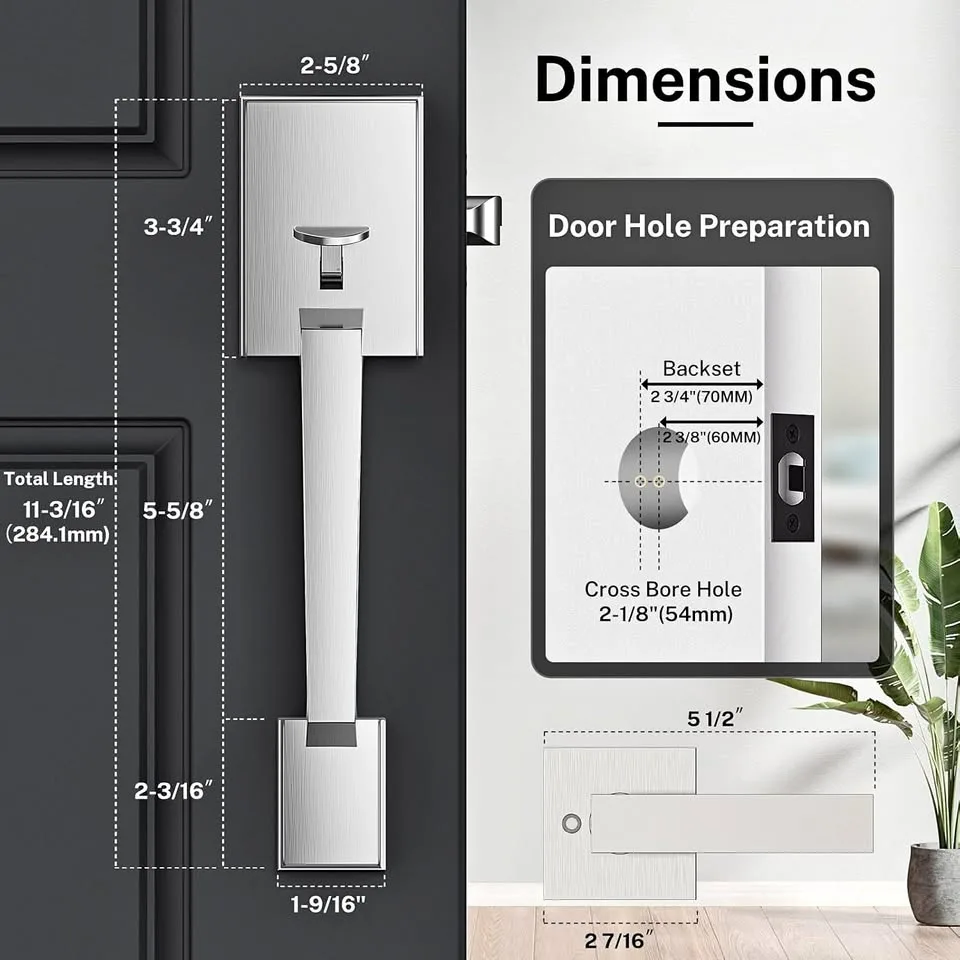 New in box Modern Exterior Door Handle with Passage Door Lever thumbnail