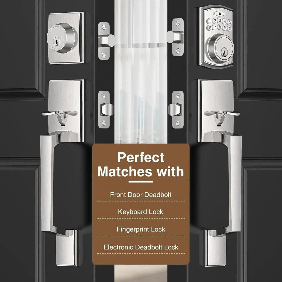 New in box Modern Exterior Door Handle with Passage Door Lever image indicator(3)