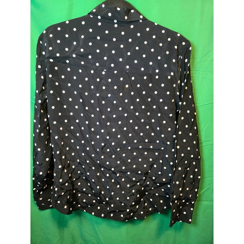 A New Day Women Black White Polka Dot Button Down Shirt Size S - photo 4