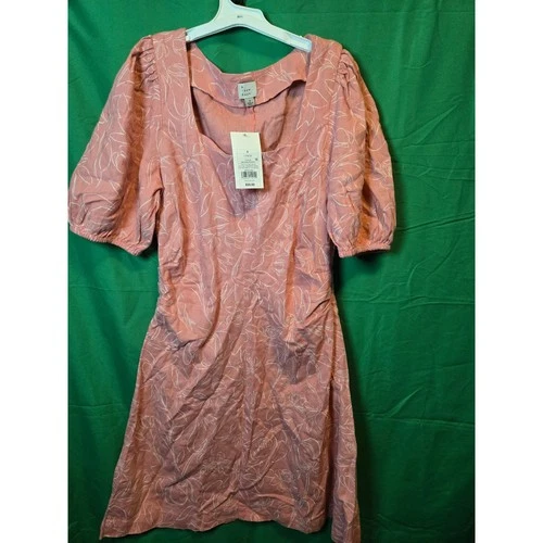 A New Day Pink Floral Puff Sleeve Square Neck Dress Size 4 - photo 2