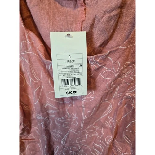 A New Day Pink Floral Puff Sleeve Square Neck Dress Size 4 - photo 4