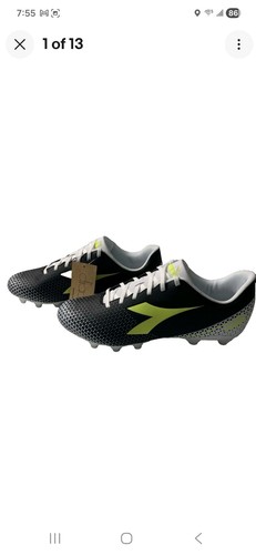 Diadora Pichichi Men's Soccer Cleats Black/White/Fluo Yellow