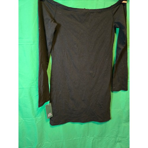 Wild Fable Womens Black Off Shoulder Lace Trim Long Sleeve Mini - photo 2