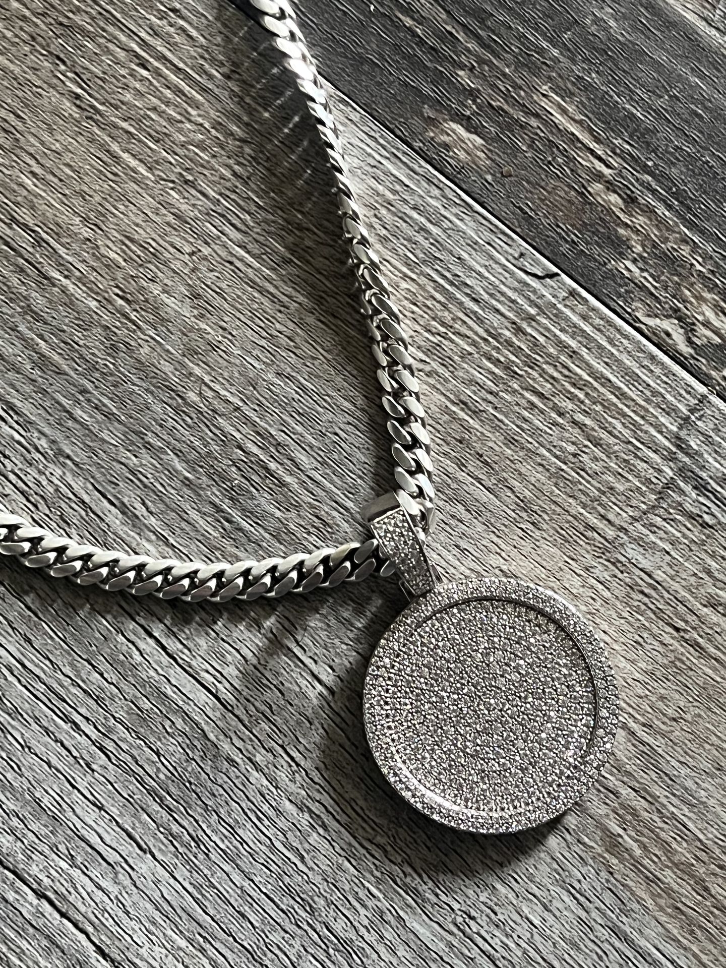 Silver chain with medallion 925 Italy with moissanite diamonds - photo 4