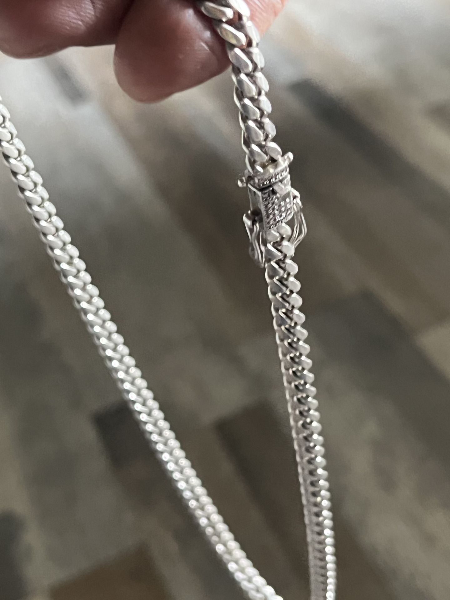 20 inch 925 Italy Silver Chain with Moissanite Diamonds - photo 2