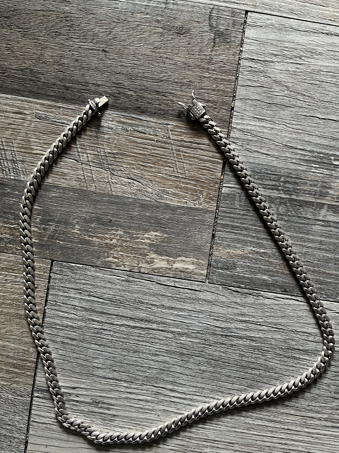 20 inch Silver Chain 925 Italy Moissanite Diamonds Lock