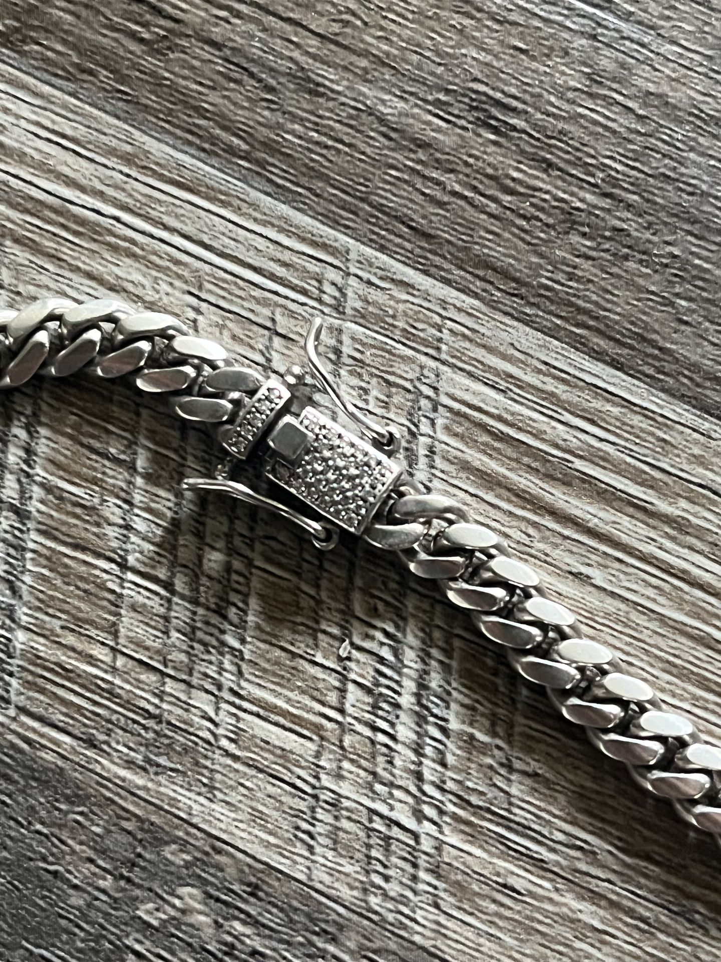 20 inch Silver Chain 925 Italy Moissanite Diamonds Lock - photo 3
