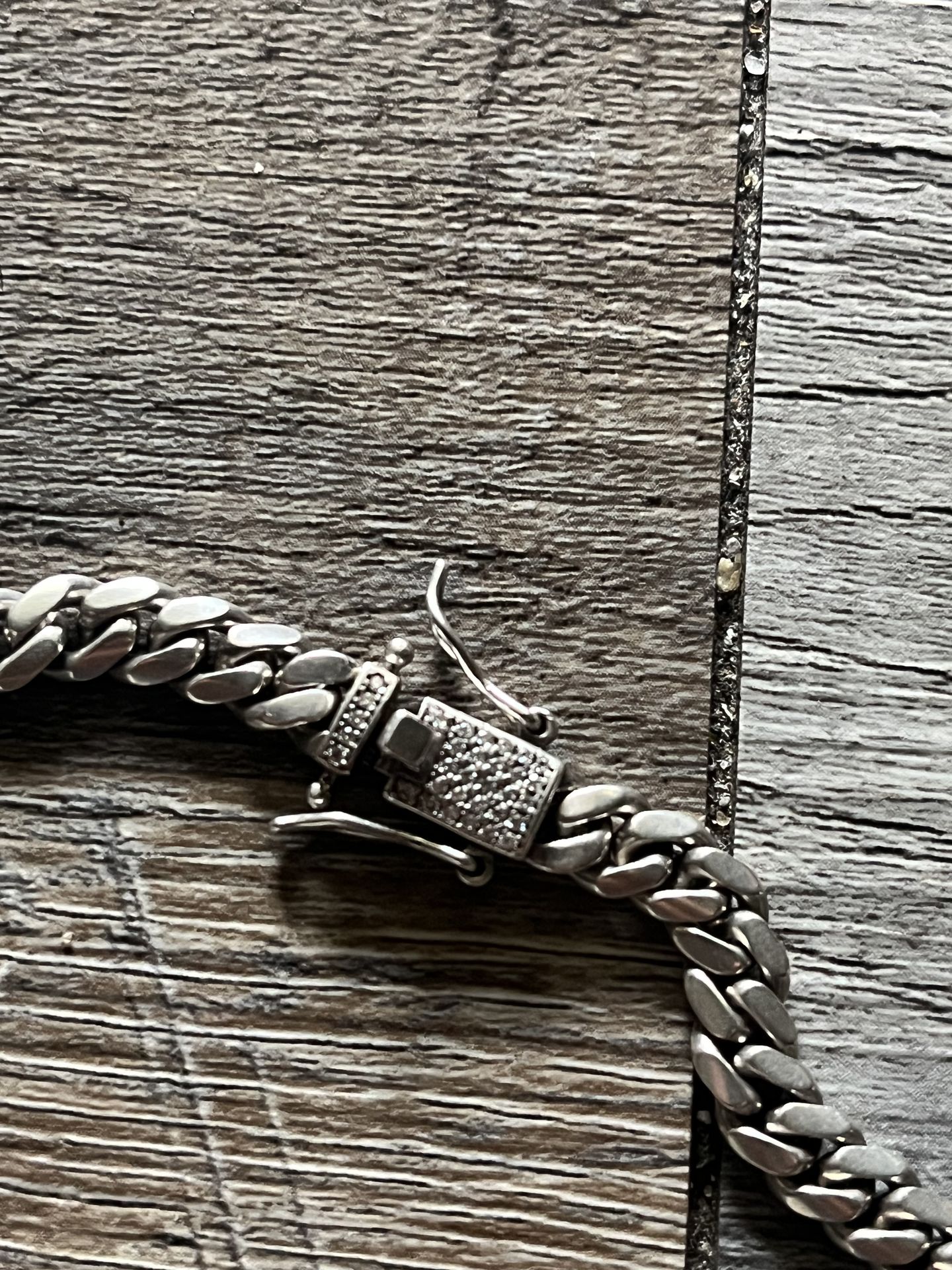 20 inch Silver Chain 925 Italy Moissanite Diamonds Lock - photo 4