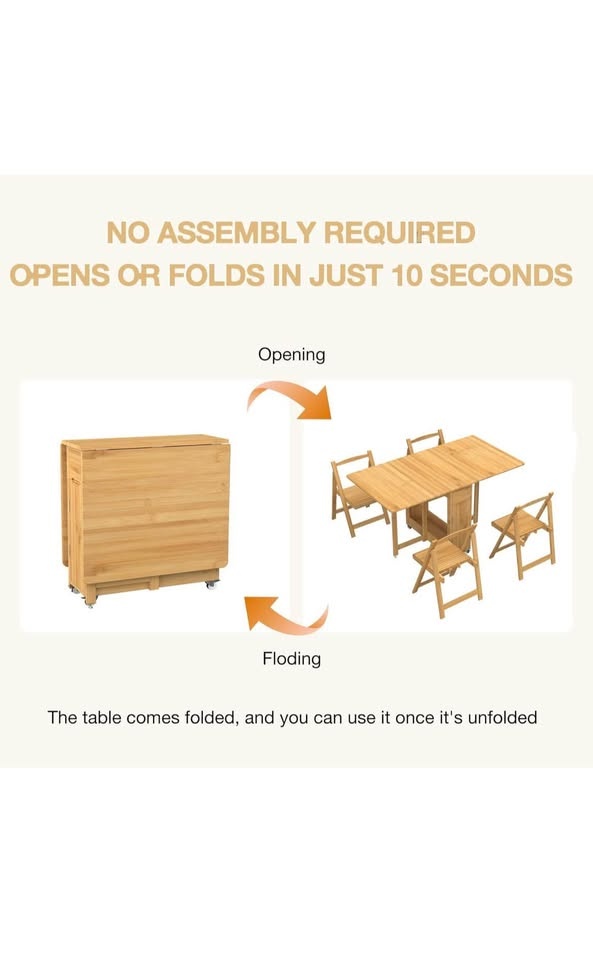 Foldable Dining set - Table and 4 chairs - photo 3