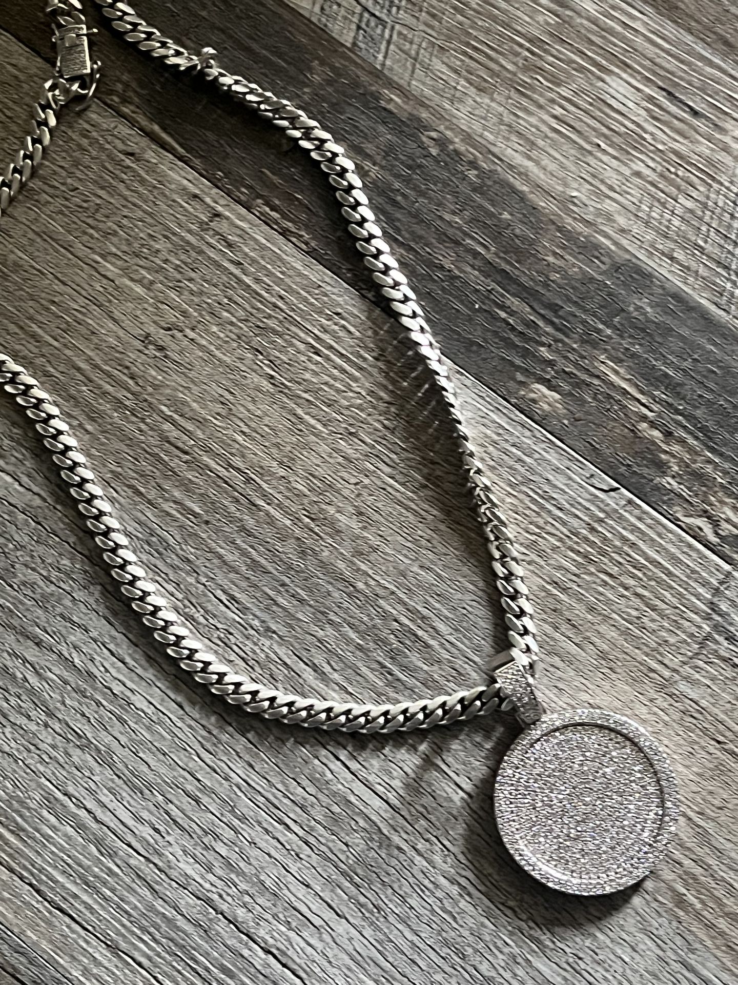 Silver Chain with Medallion 925 Italy Moissanite Diamonds - photo 3