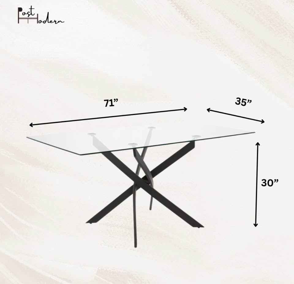 Tempered Glass Dining Table with Metal Legs - New - photo 4