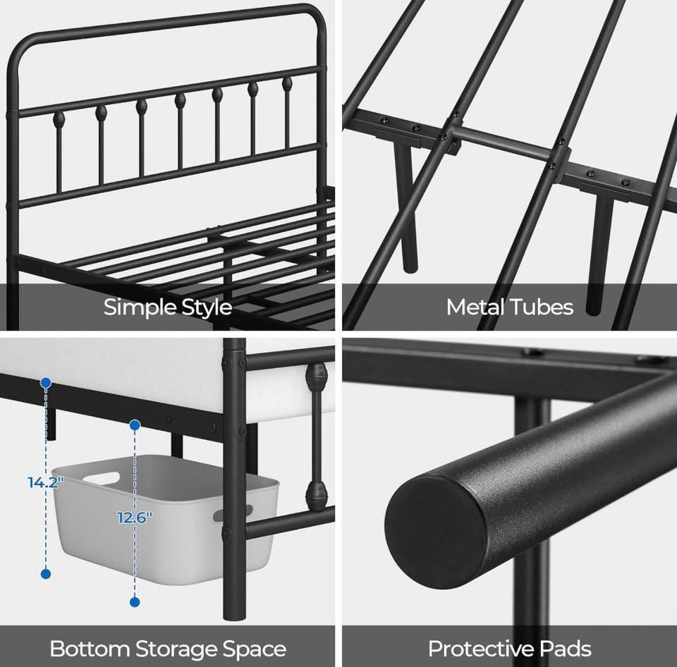 Farmhouse Style Metal Platform Bed Frame - Full, Queen, King - photo 4